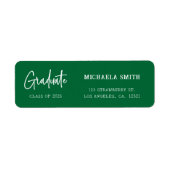 Elegant Green Script Graduation Return Address (Vorne)