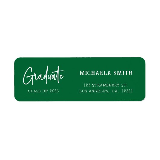 Elegant Green Script Graduation Return Address (Vorne)