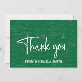 Elegant Green Script Typography Math Graduation Dankeskarte