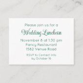 Elegant Green Script Wedding Event Invitation Begleitkarte (Vorderseite)