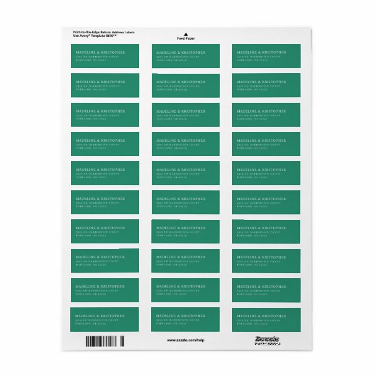 Elegant Green Serif Return Address Label (Vorne)