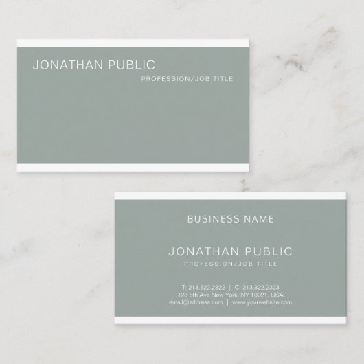 Elegant Green Simple Schlicht Luxe Beruflich Visitenkarte (Vorne/Hinten)