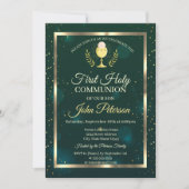 Elegant Green, Stars First Holy Communion Einladung (Vorderseite)