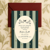 Elegant Green Striped Holiday Party Invitation Einladung