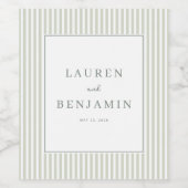 Elegant Green Striped Minimalist Weinetikett (Einzelnes Label)