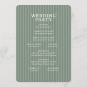 Elegant Green Striped Wedding Ceremony Programm (Rückseite)