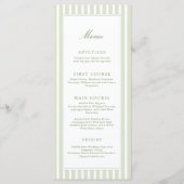 Elegant Green Stripes Wedding Menu Menükarte (Vorderseite)