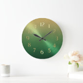 Elegant Green to Gold Ombre Gradient Große Wanduhr (Zuhause)