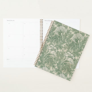 Elegant Green Tulips William Morris Planner Planer