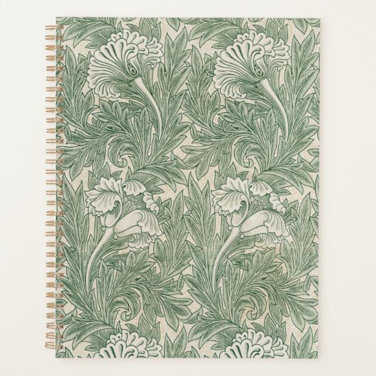 Elegant Green Tulips William Morris Planner Planer (Vorderseite)