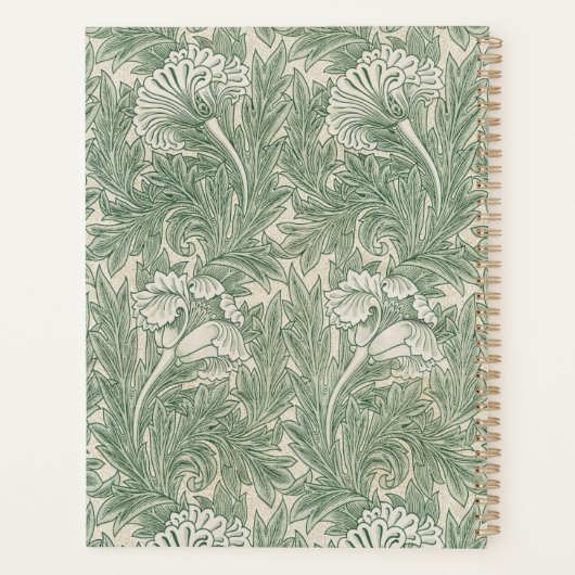 Elegant Green Tulips William Morris Planner Planer (Rückseite)