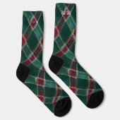 Elegant Green und Burgund Weihnachten Karierte Cus Socken (Rechts)