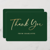 Elegant Green und Gold Dankeskarte (Vorne/Hinten)