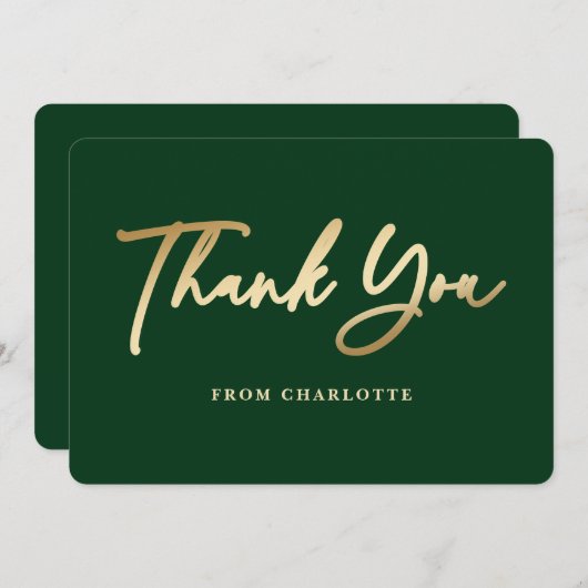 Elegant Green und Gold Dankeskarte (Vorne/Hinten)