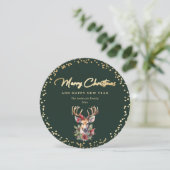 Elegant Green und Gold Deer Frohe Weihnachten (Stehend Vorderseite)