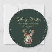Elegant Green und Gold Deer Frohe Weihnachten (Vorderseite)