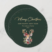 Elegant Green und Gold Deer Frohe Weihnachten (Vorne/Hinten)