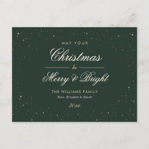 Elegant Green und Gold Feiertagspostkarte