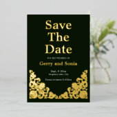 Elegant Green und Gold Folieneinladung (Stehend vorne)