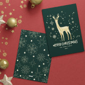 Elegant Green und Gold Rentier Frohe Weihnachten