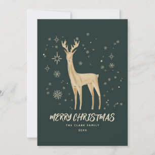 Elegant Green und Gold Rentier Frohe Weihnachten