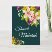 Elegant Green Vibrant Floral Shaadi Mubarak Karte (Vorderseite)