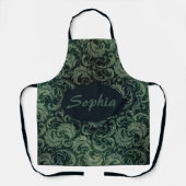 Elegant green vintage damask floral pattern schürze (Vorderseite)