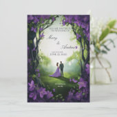 Elegant Green & Violet Wedding Invitation Einladung (Stehend Vorderseite)