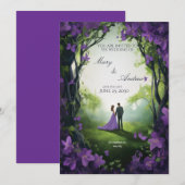 Elegant Green & Violet Wedding Invitation Einladung (Vorne/Hinten)