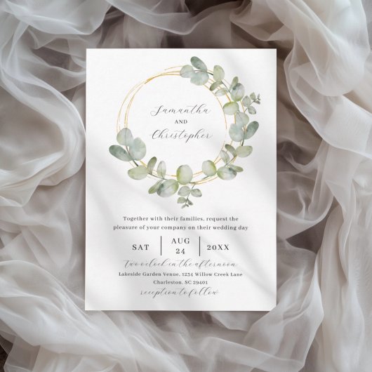 Elegant Green Watercolor Eucalyptus Wedding Einladung