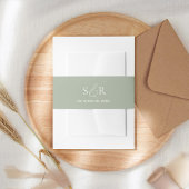 Elegant Green Wedding Monogram Simple Einladungsbanderole