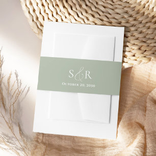 Elegant Green Wedding Monogram Simple Einladungsbanderole