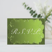 Elegant Green Wedding RSVP Karte (Stehend Vorderseite)