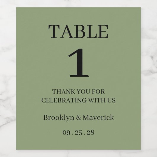 Elegant Green Wedding Weinetikett (Einzelnes Label)