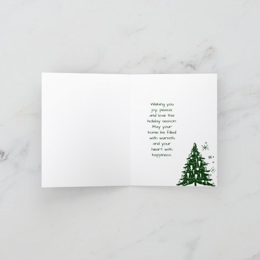 Elegant Green & White Christmas Greeting Card Einladung (Innenseite)