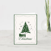 Elegant Green & White Christmas Greeting Card Einladung (Vorderseite)