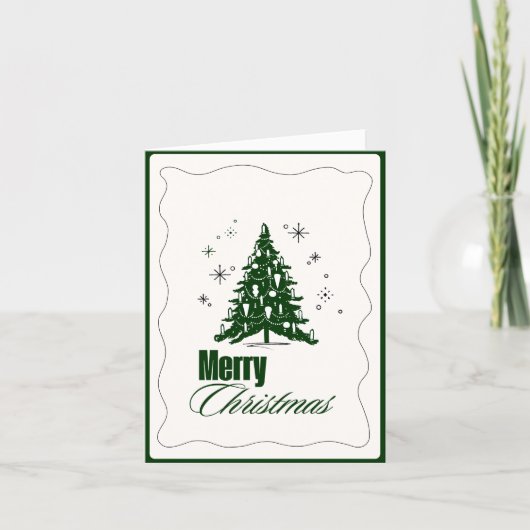 Elegant Green & White Christmas Greeting Card Einladung (Vorderseite)