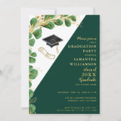 Elegant Green White Gold Class 2025 Abschluss Einladung (Vorderseite)