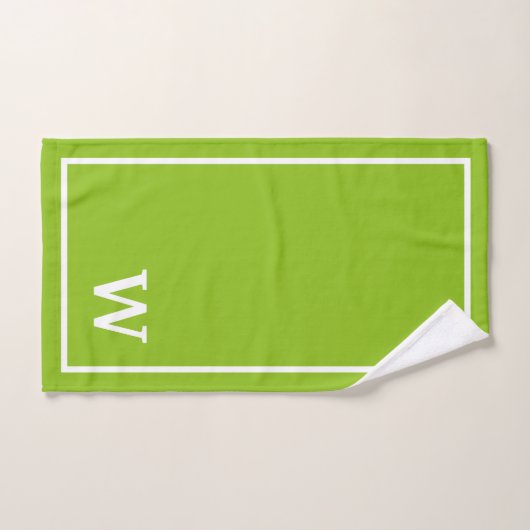 Elegant Green White Personalized Monogram  Badhandtuch Set (Handtuch)