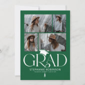 Elegant Green & White Photo Collage Graduation Ankündigung (Vorderseite)