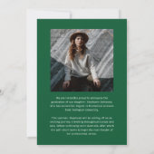 Elegant Green & White Photo Collage Graduation Ankündigung (Rückseite)