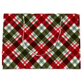 Elegant green & white Red Plaid Rustic Christmas Große Geschenktüte (Vorderseite)