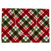 Elegant green & white Red Plaid Rustic Christmas Große Geschenktüte (Rückseite)