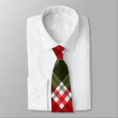 Elegant green & white Red Plaid Rustic Christmas Krawatte (Gebunden)
