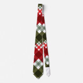 Elegant green & white Red Plaid Rustic Christmas Krawatte (Vorderseite)