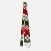 Elegant green & white Red Plaid Rustic Christmas Krawatte (Rückseite)