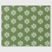 Elegant Green White Silver Snowflake Weihnachten Geschenkpapier (Flach)