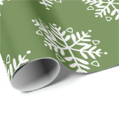 Elegant Green White Silver Snowflake Weihnachten Geschenkpapier (Rolleneckpunkt)
