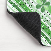 Elegant Green White Stripes Shamrock Glitter Mousepad (Ecke)
