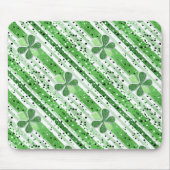Elegant Green White Stripes Shamrock Glitter Mousepad (Vorne)